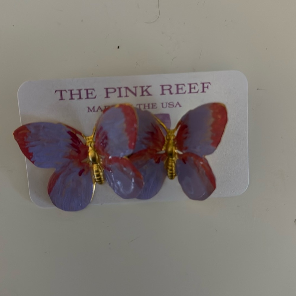 NWT The Pink Reef Butterfly earrings